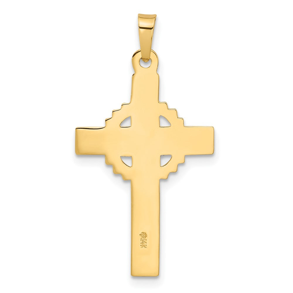 14k Two-Tone Hollow INRI Iona Crucifix Pendent