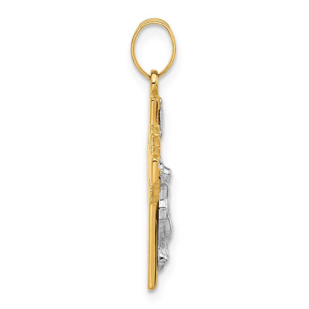 14k Two-Tone Hollow INRI Iona Crucifix Pendent
