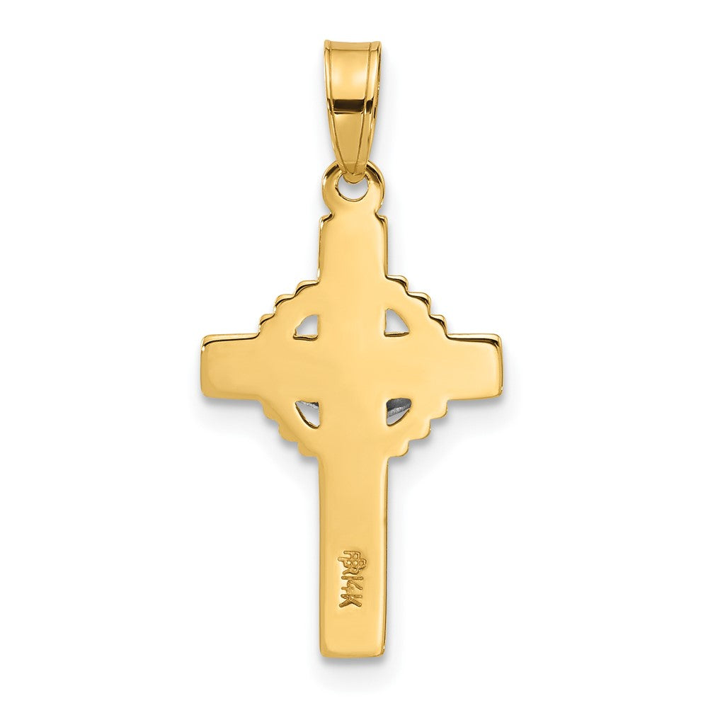 14k Two-Tone Hollow INRI Iona Crucifix Pendent