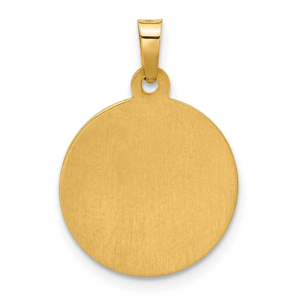 14K and White Rhodium Hollow Sacred Heart of Jesus Medal Round Pendant