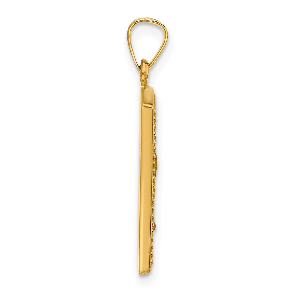 14K Polished and Satin Hollow Our Lady of Guadalupe Rectangular Pendant