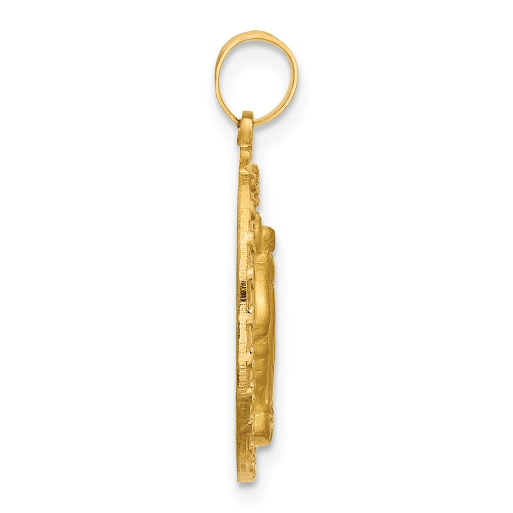 14k Polished and Satin Solid Miraculous Medal Oval Pendant