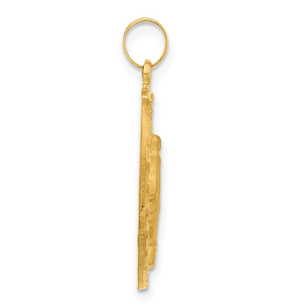14k Polished and Satin Solid Miraculous Medal Oval Pendant