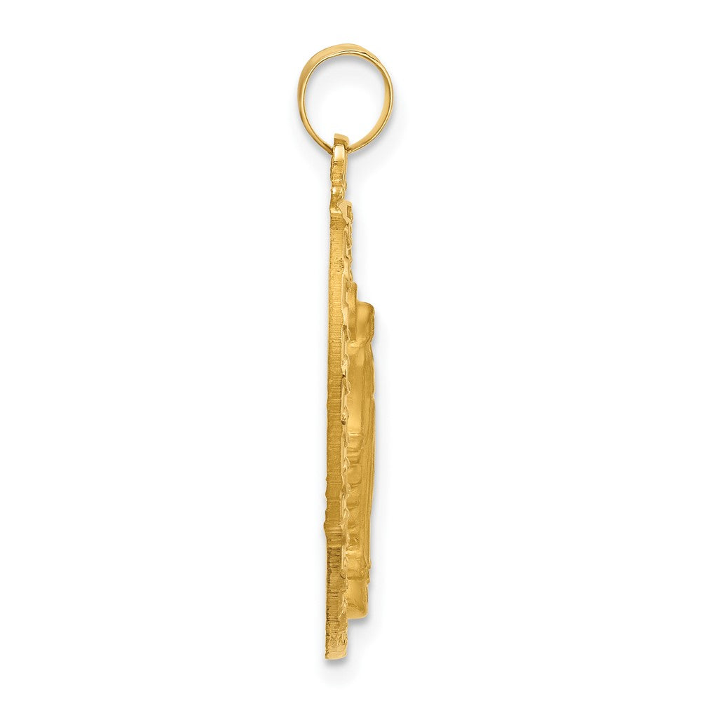14k Polished and Satin Solid Miraculous Medal Oval Pendant