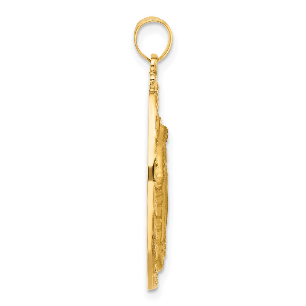 14k Polished and Satin Solid Miraculous Medal Oval Pendant