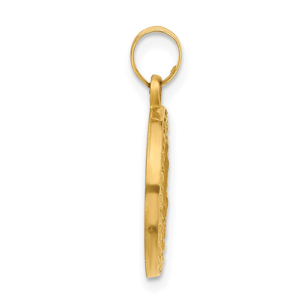 14k Satin and Polished Hollow St Anthony Medal Round Pendant