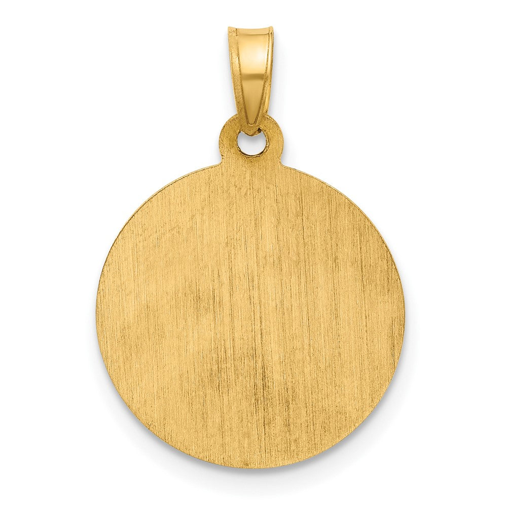 14k and White Rhodium Satin and Polished Hollow St Anthony Medal Round Pendant