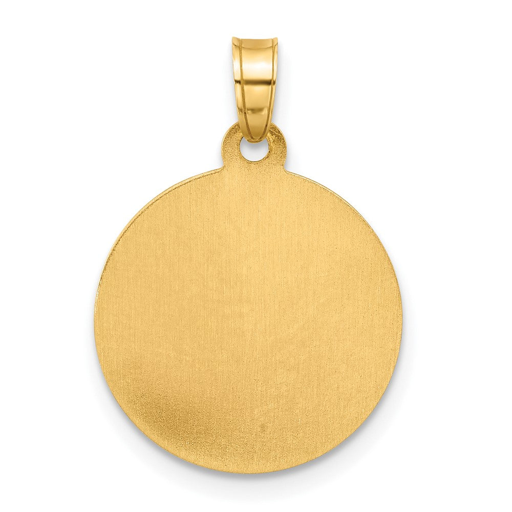 14k Polished and Satin Hollow St. Christopher Medal Round Pendant
