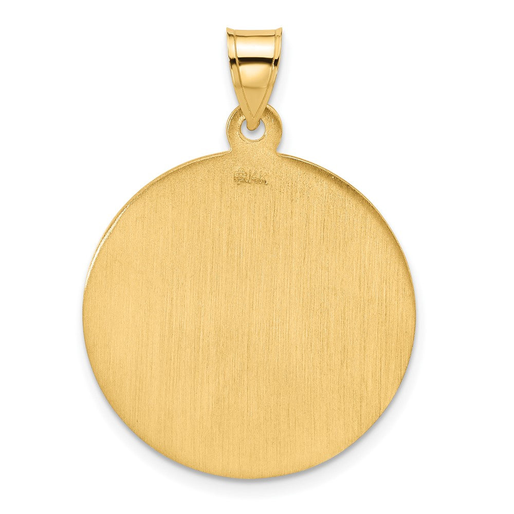 14k Polished and Satin Solid Large St. Christopher Medal Round Pendant