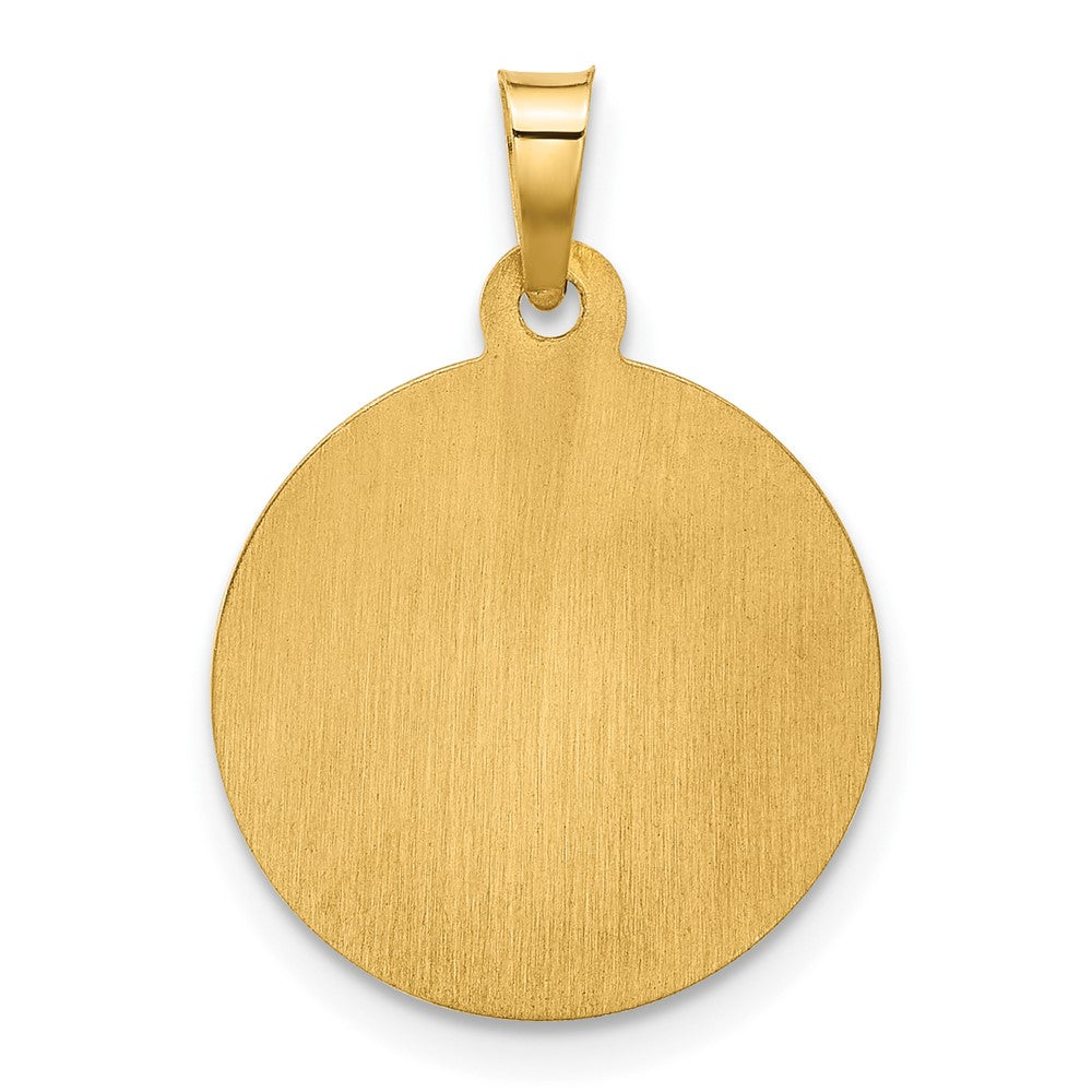 14K with White Rhodium Polished and Satin Hollow St. Jude Thaddeus Medal Round Charm