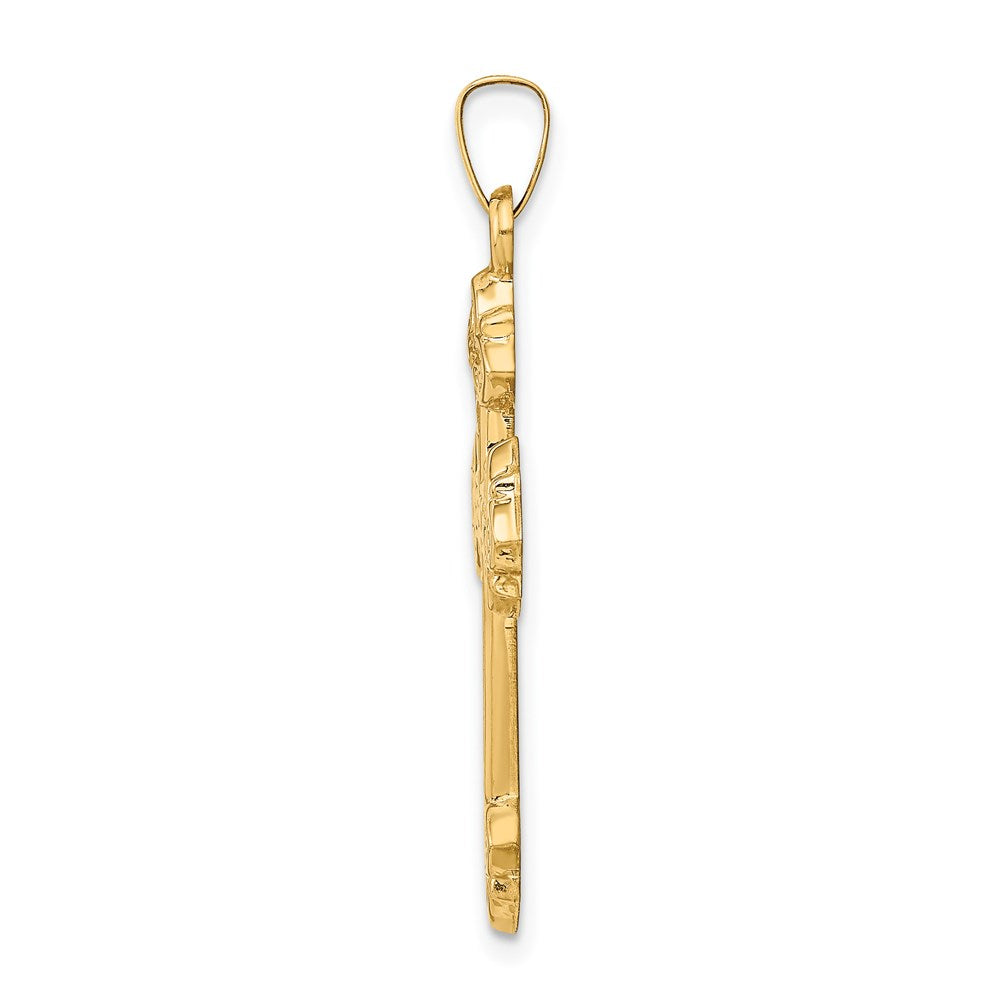 14k Budded Hollow Cross Pendant