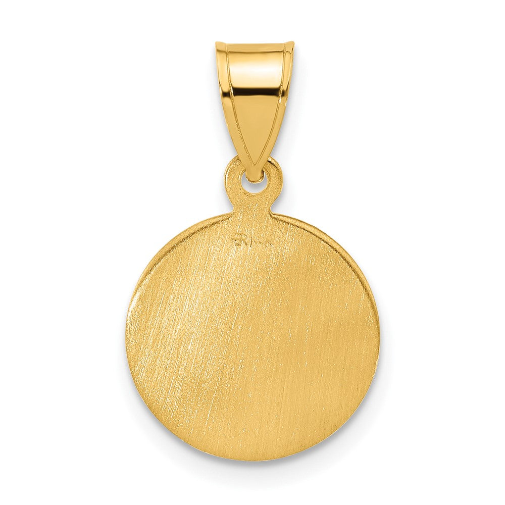 14k Polished and Satin Solid St. Michael Medal Round Pendant