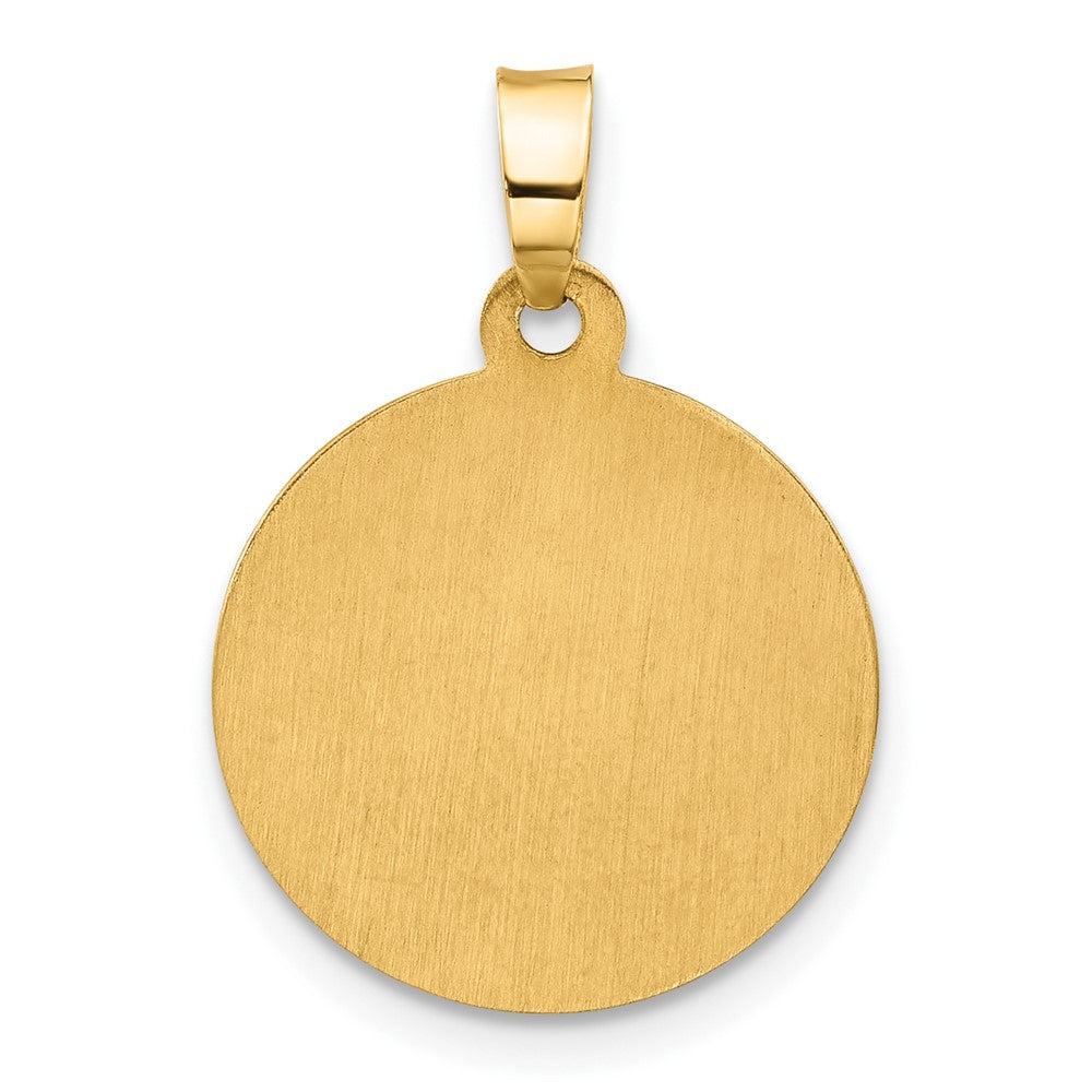 14K Polished and Satin Hollow St. Michael Medal Round Pendant