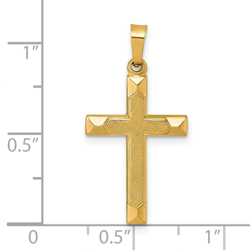 14k Polished And Textured Latin Cross Pendant