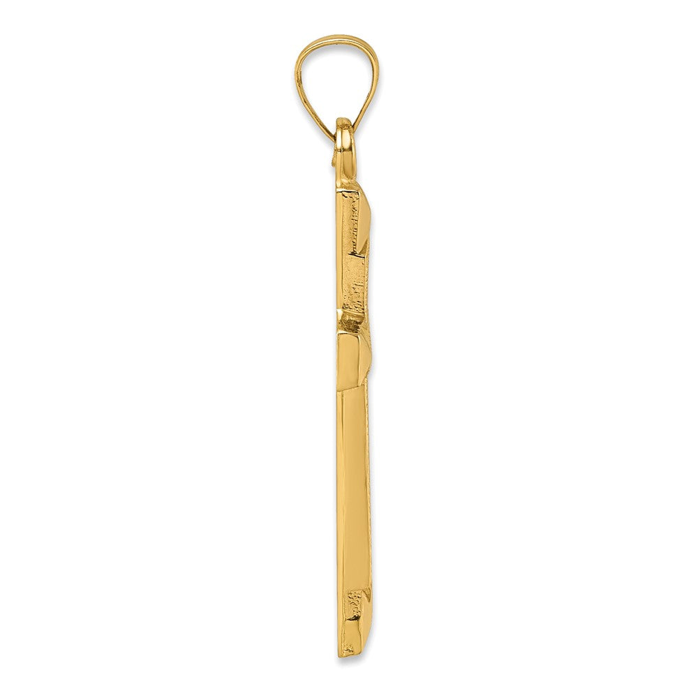 14k Polished And Textured Latin Cross Pendant