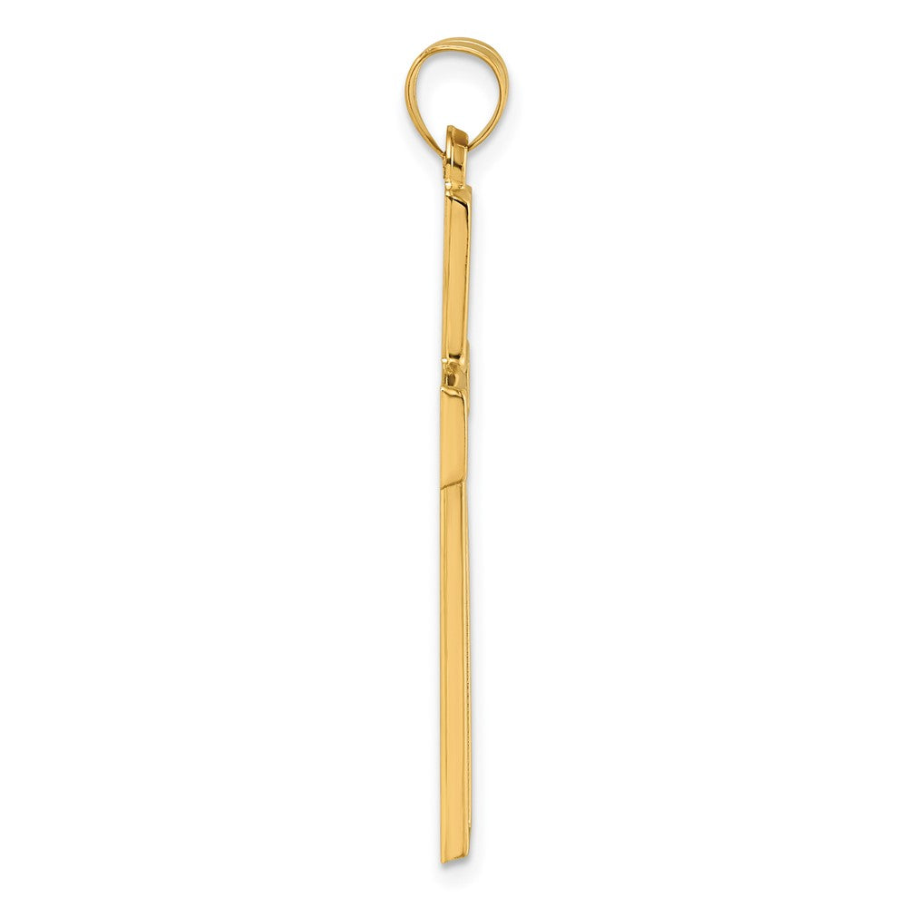 14k with White Rhodium Polished Latin Cross Pendant