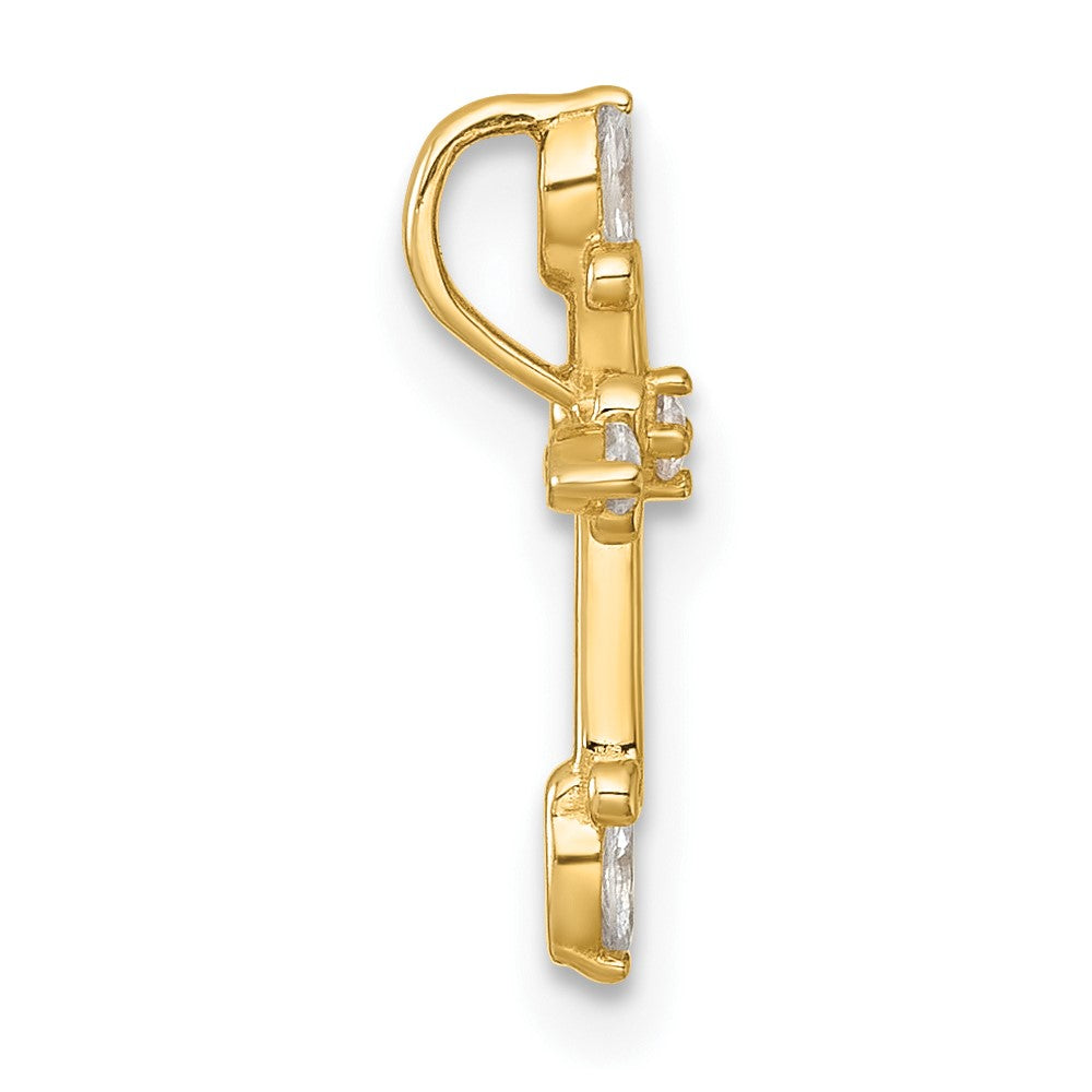 14k Polished Fancy CZ Cross Chain Slide Pendant