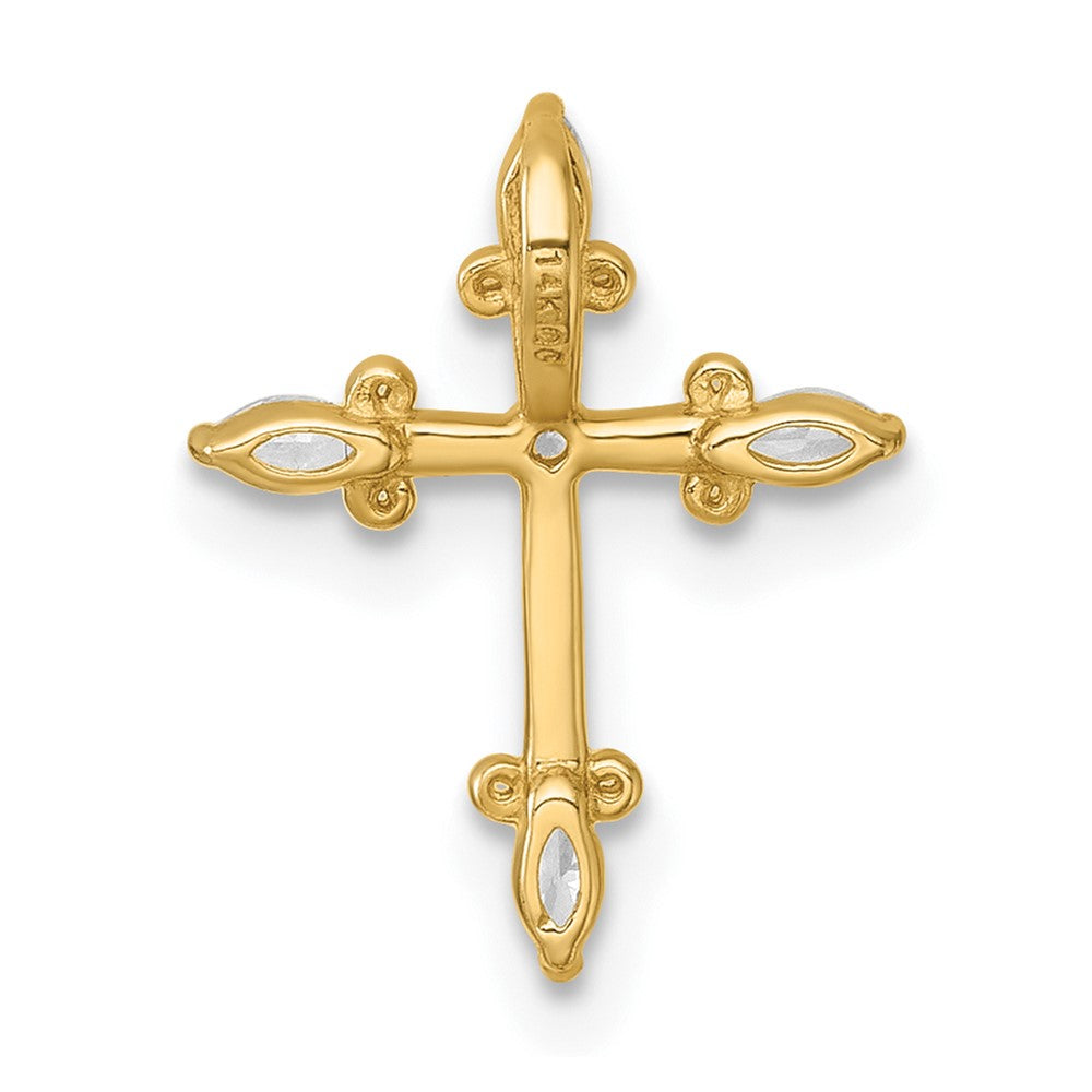 14k Polished Fancy CZ Cross Chain Slide Pendant