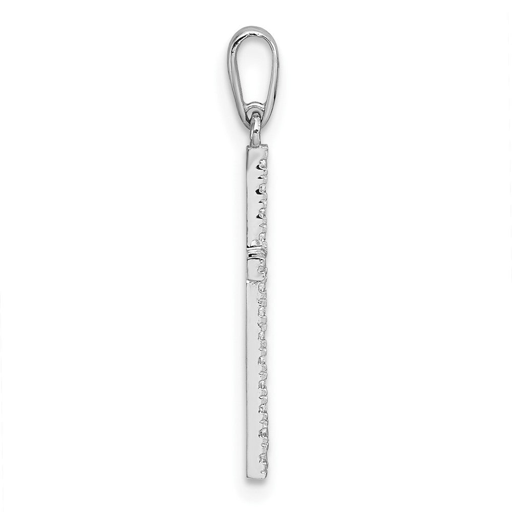 14k White Gold Polished CZ Latin Cross Pendant