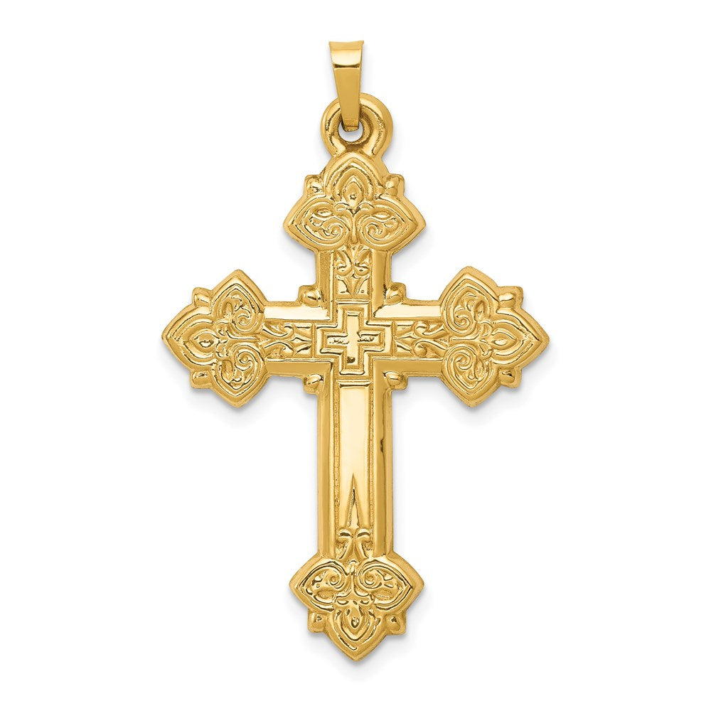 Polished;Die struck;14k Yellow gold;Flat back;Hollow;Polished back