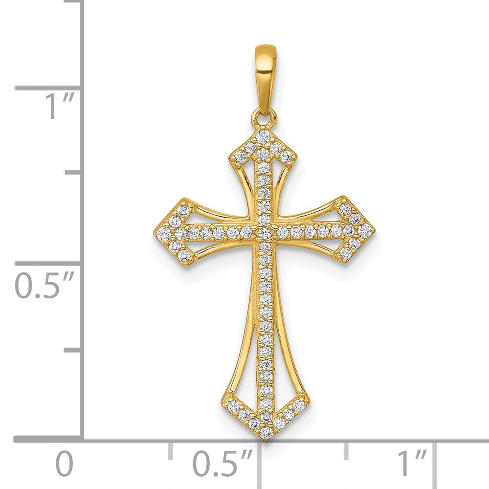 14k Polished Fancy CZ Passion Cross Pendant