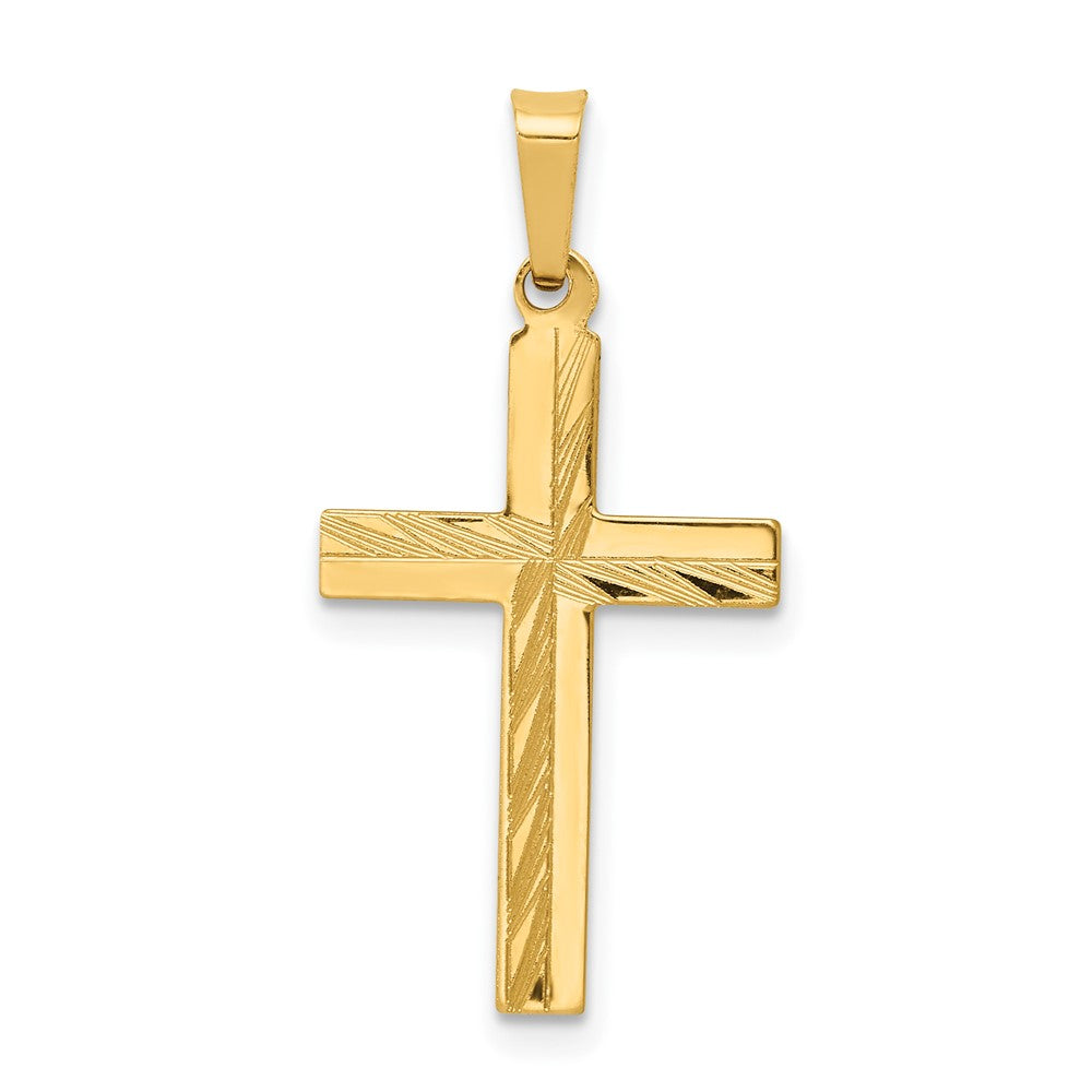 Diamond-cut;Polished;Die struck;14k Yellow gold;Flat back;Hollow