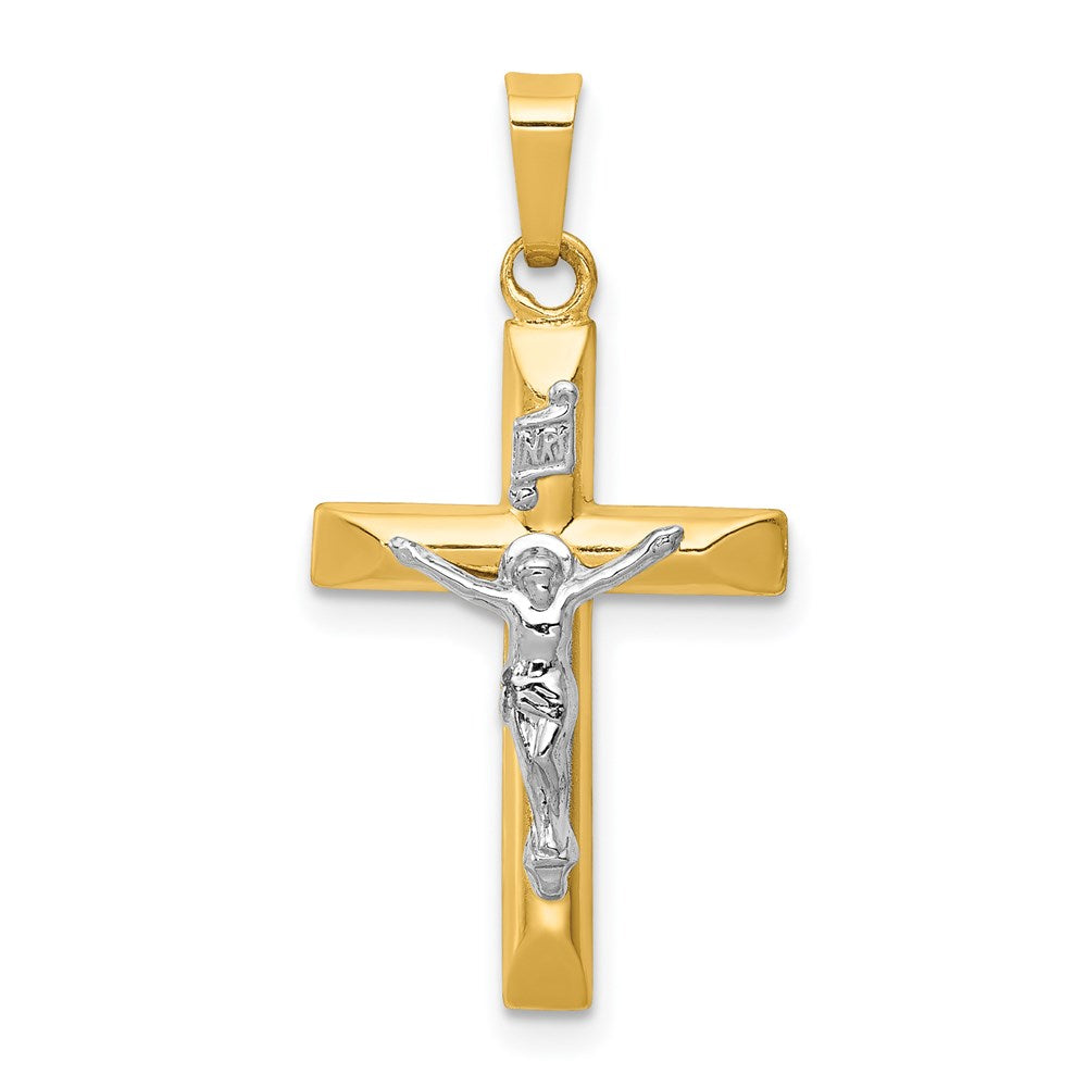 Polished;Die struck;14K Two-tone;Flat back;Hollow