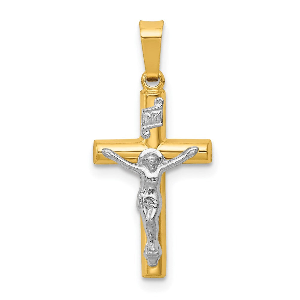 Polished;Die struck;14K Two-tone;Flat back;Hollow