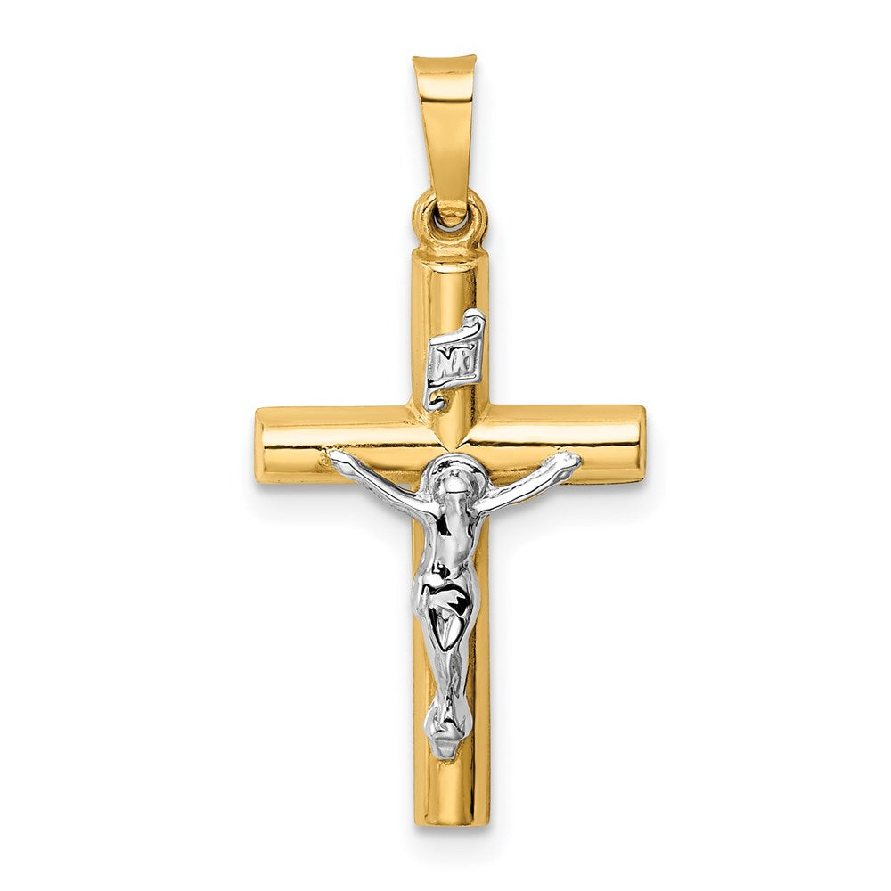 Polished;Die struck;14K Two-tone;Flat back;Hollow