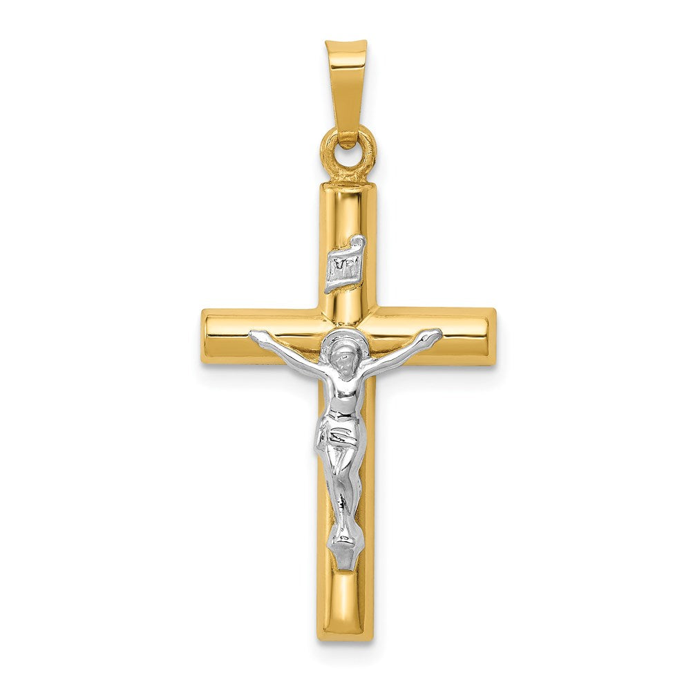 Polished;Die struck;14K Two-tone;Flat back;Hollow