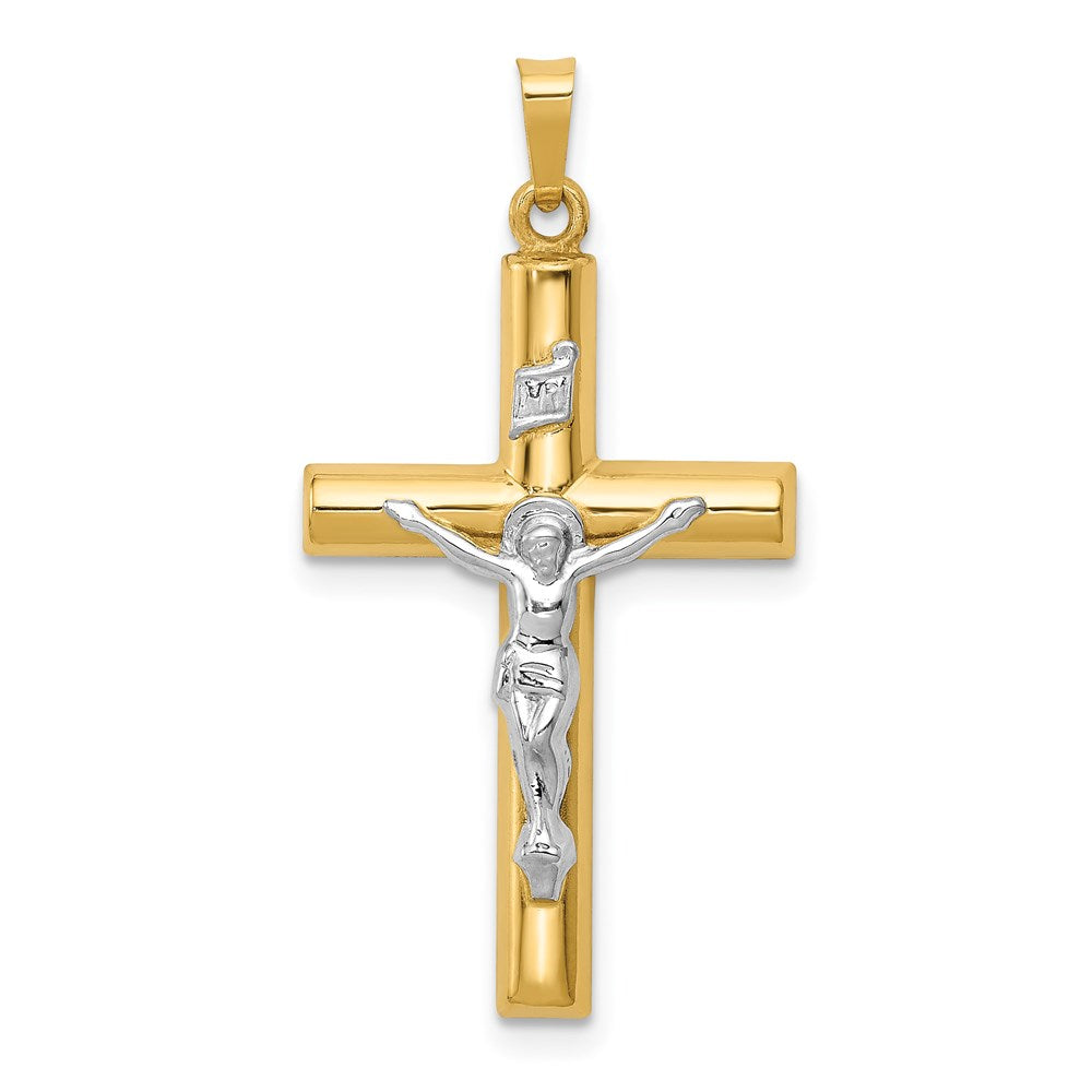 Polished;Die struck;14K Two-tone;Flat back;Hollow