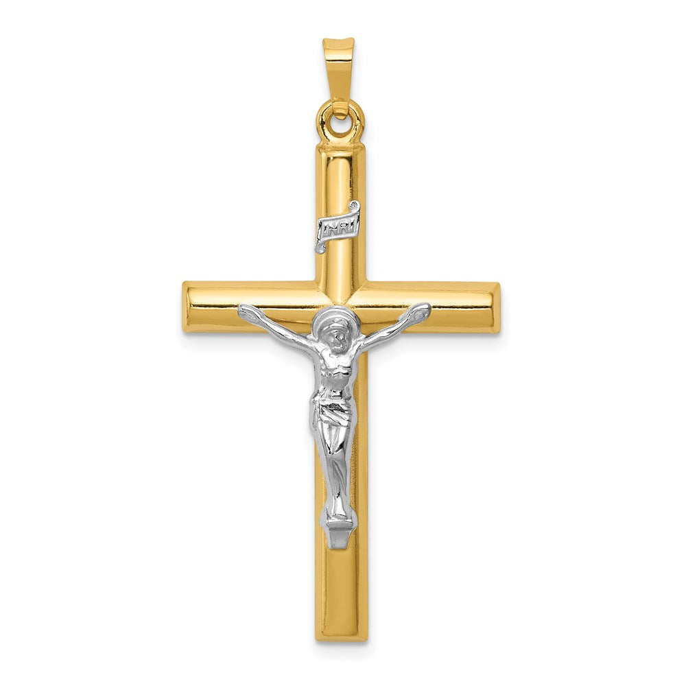 Polished;Die struck;14K Two-tone;Flat back;Hollow