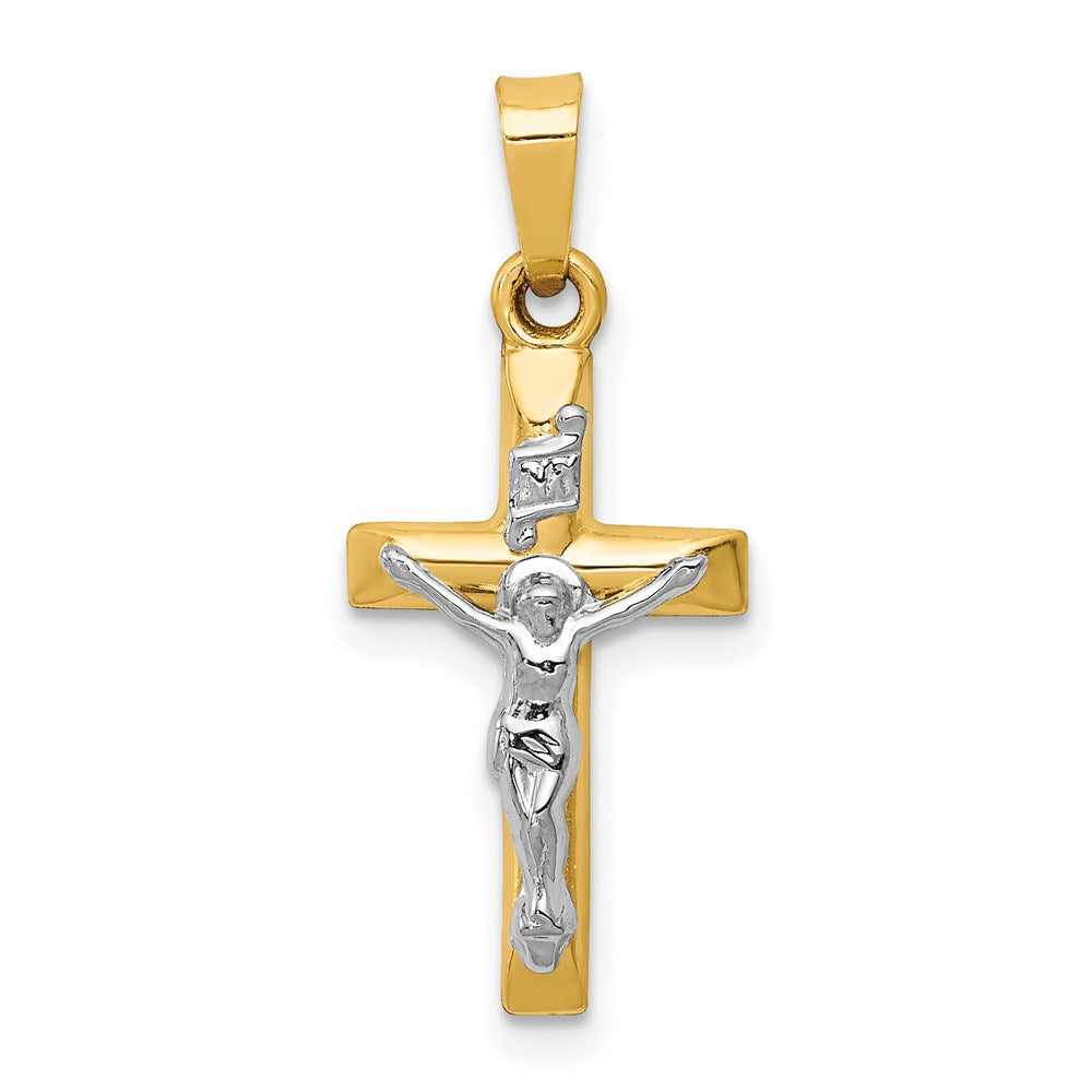 Polished;Die struck;14K Two-tone;Flat back;Hollow
