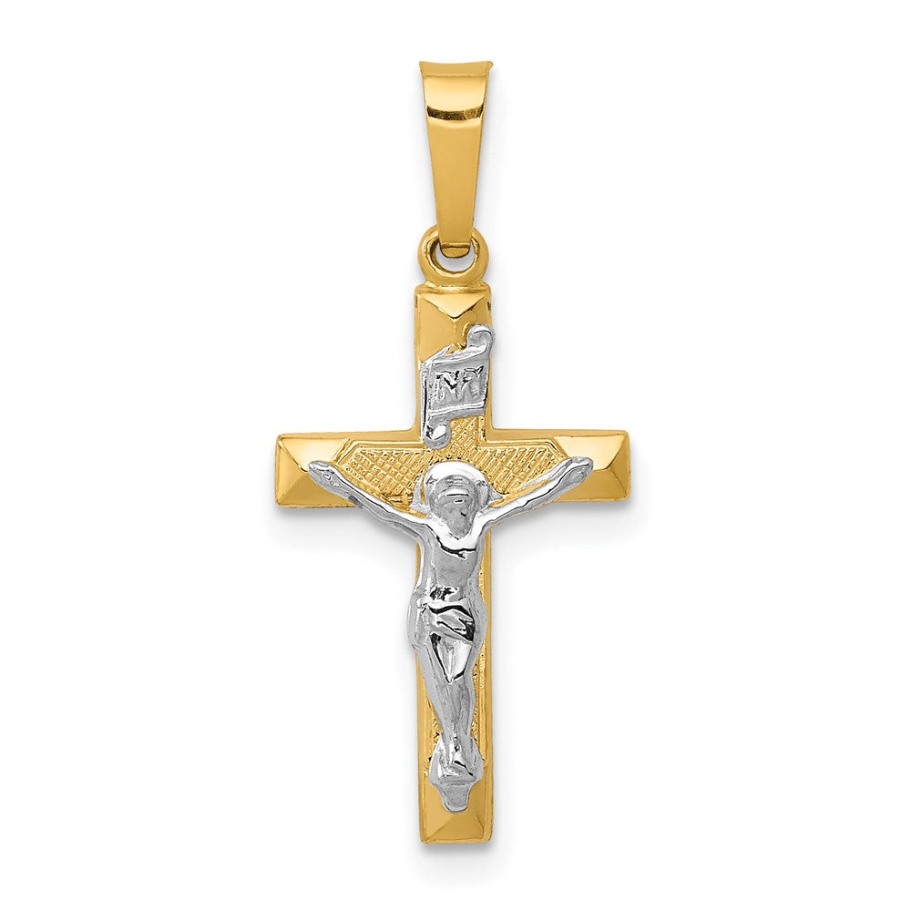Polished;Die struck;14K Two-tone;Flat back;Hollow