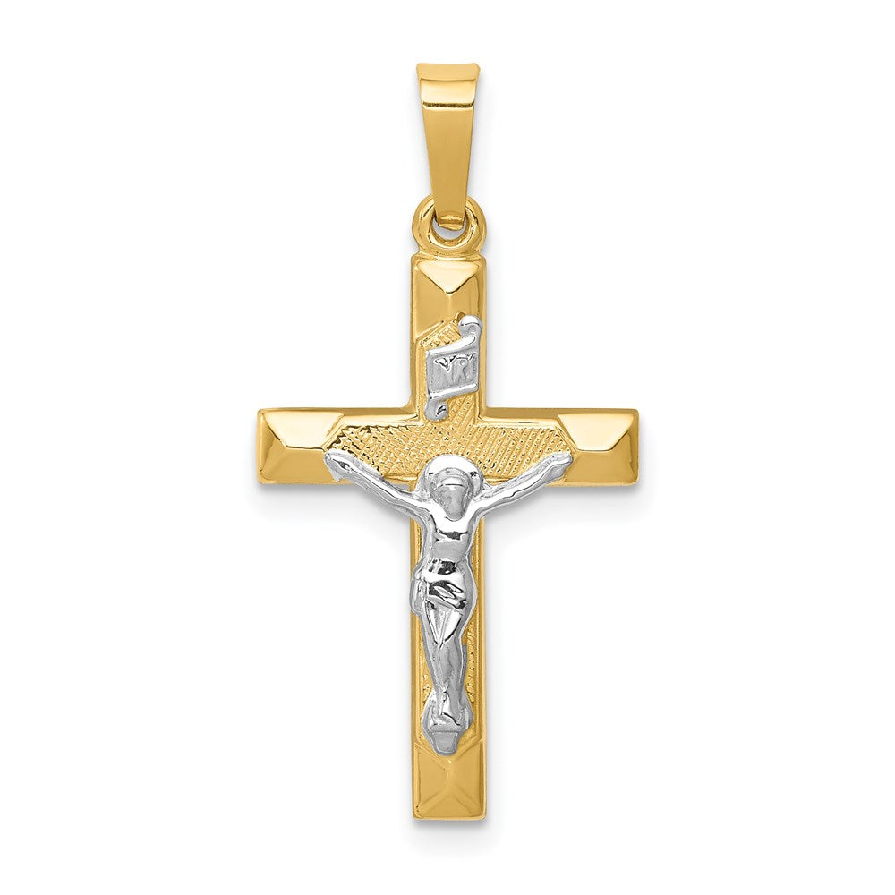 Polished;Die struck;14K Two-tone;Flat back;Hollow