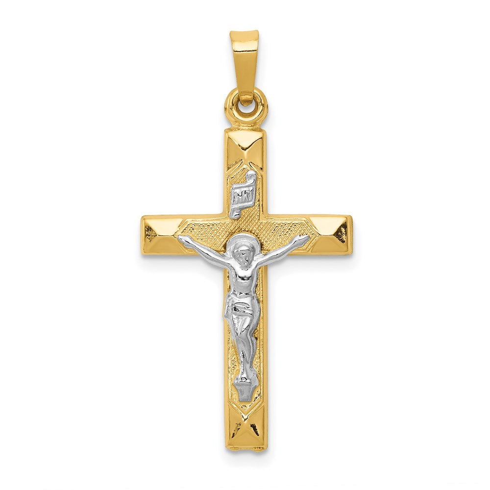 Polished;Die struck;14K Two-tone;Flat back;Hollow