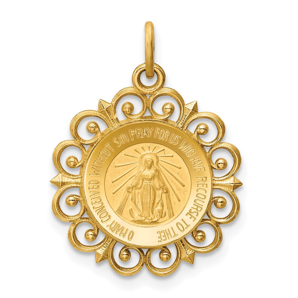 Solid;Polished;Satin;Die struck;14k Yellow gold;Not engraveable