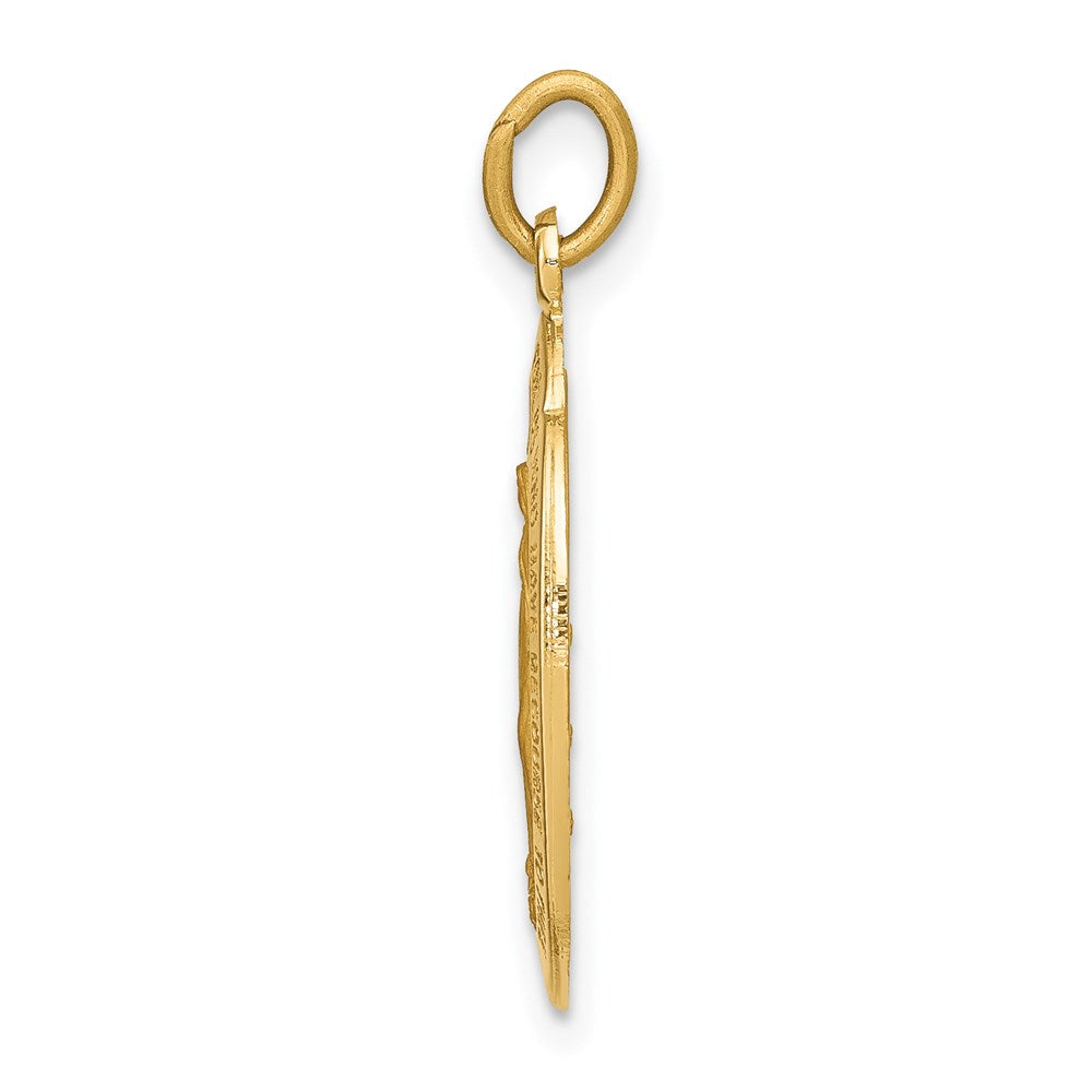 14k Polished and Satin Solid Miraculous Medal Oval Pendant