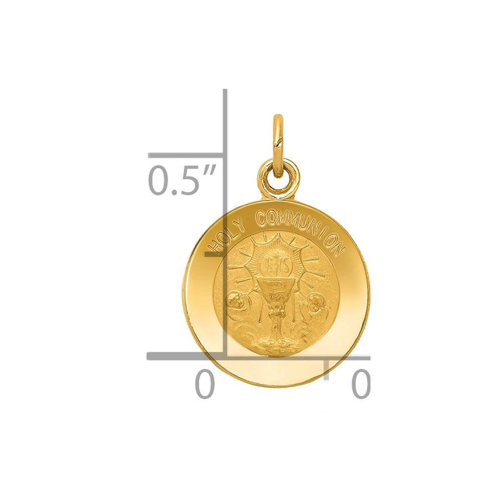 14k Polished and Satin Solid HOLY COMMUNION Round Charm