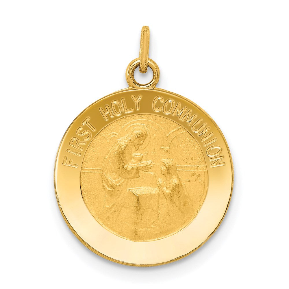 Solid;Die struck;14k Yellow gold;Engravable;Polished back;Polished & satin