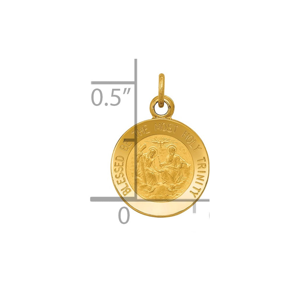 14k Polished and Satin Solid Holy Trinity Medal Charm