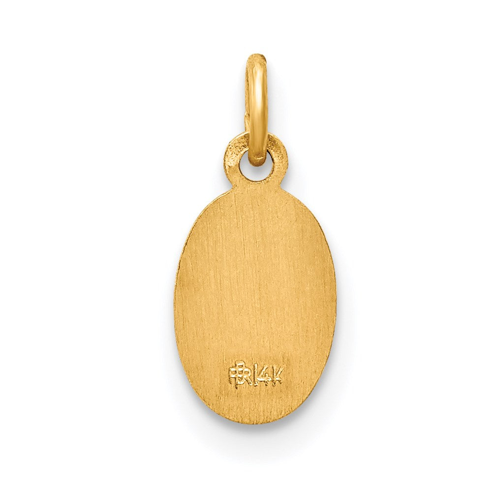 14k Polished Solid Mini Saint Christopher Medal Oval Charm