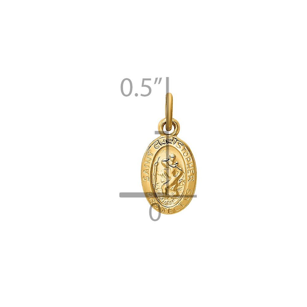 14k Polished Solid Mini Saint Christopher Medal Oval Charm