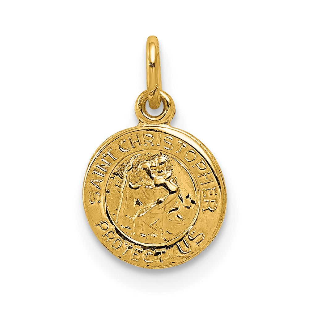 Solid;Polished;Die struck;14k Yellow gold;Flat back;Polished back;Not engraveable by QG