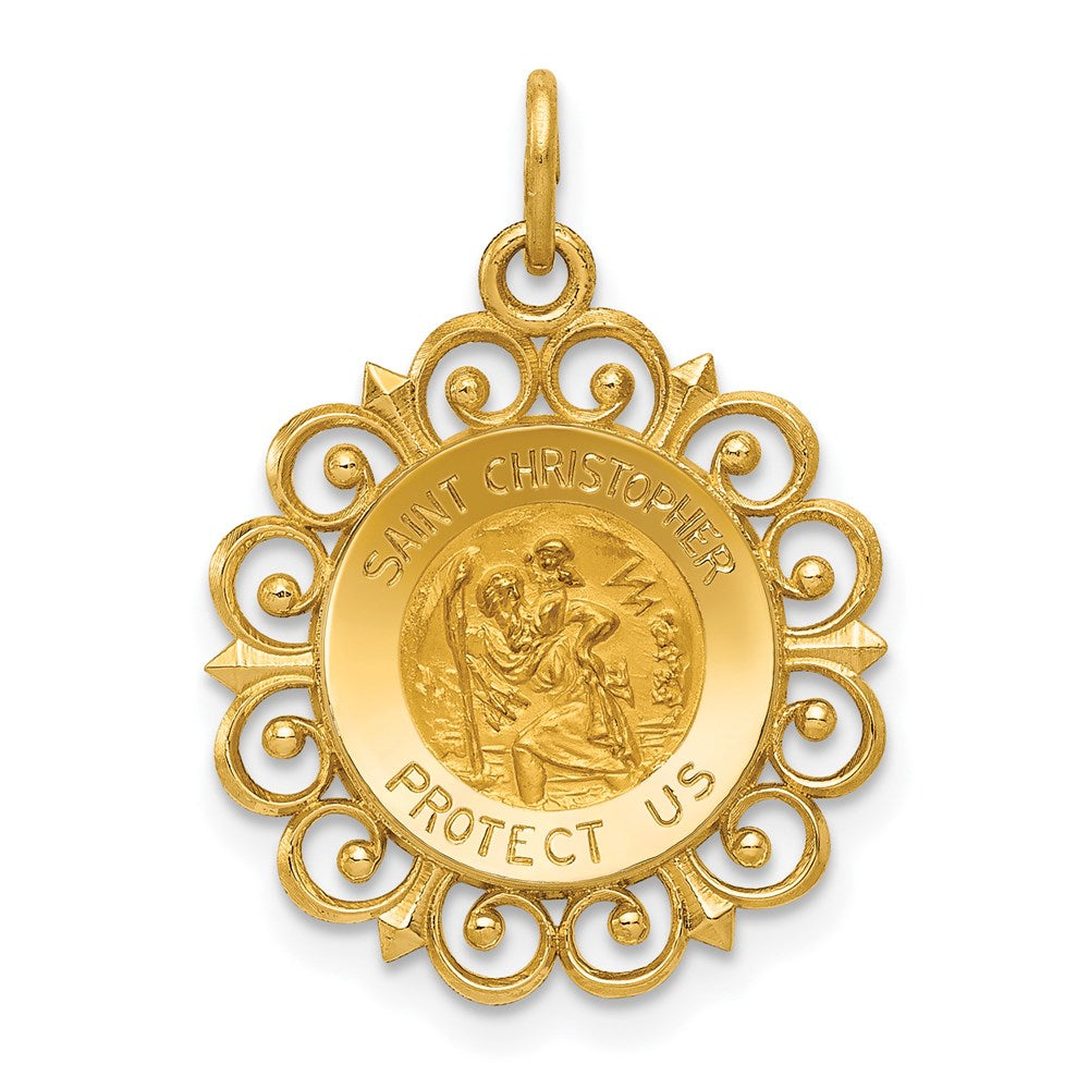 Solid;Die struck;14k Yellow gold;Polished back;Not engraveable by QG;Polished & satin