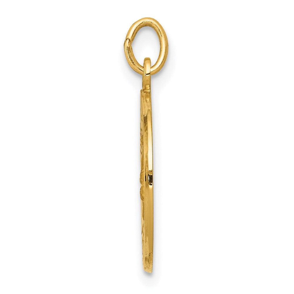 14k Polished and Satin Solid Our Guardian Angel Medal Charm