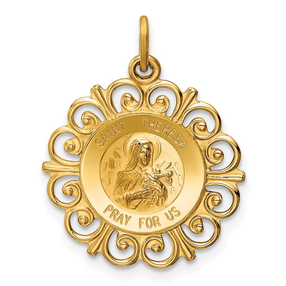 Solid;Die struck;14k Yellow gold;Polished back;Not engraveable by QG;Polished & satin