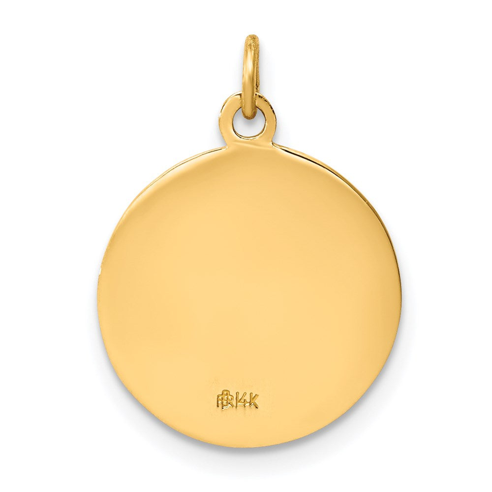 14k Polished and Satin Solid Saint Francis of Assisi Medal Round Charm