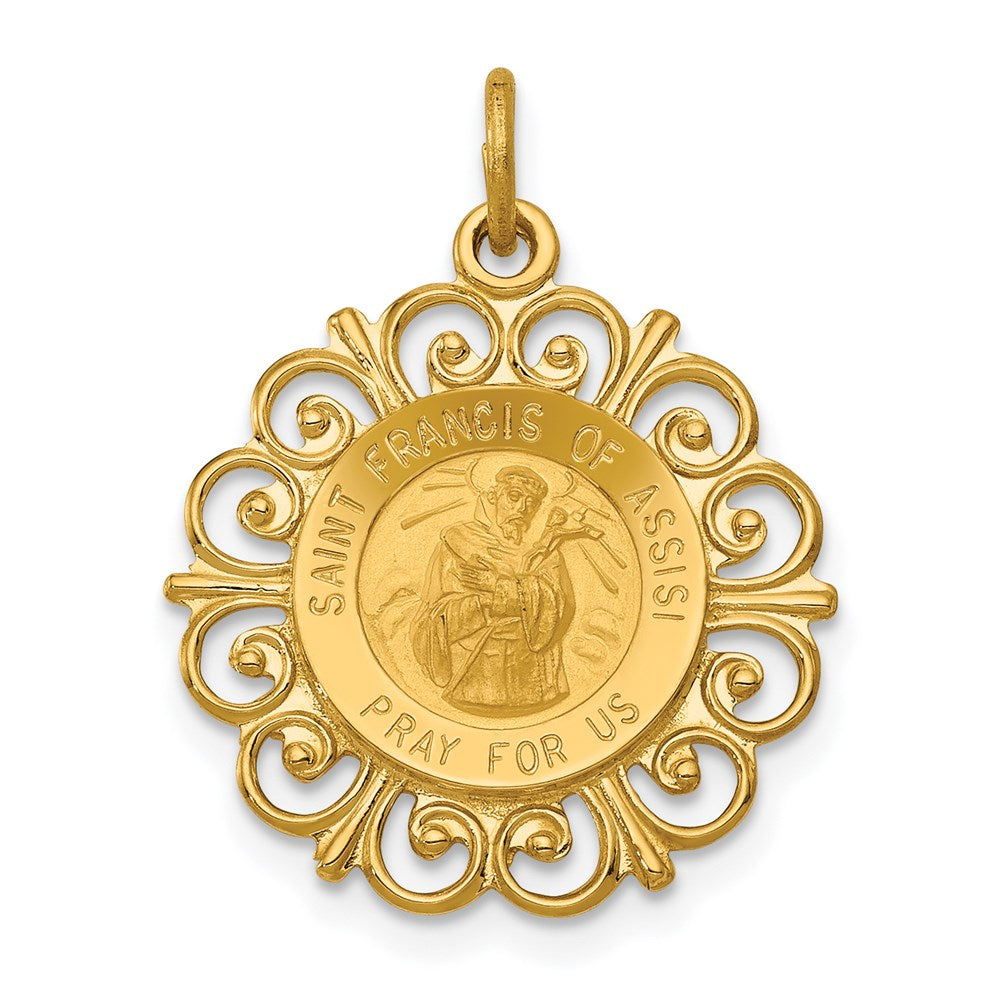 Solid;Polished;Satin;Die struck;14k Yellow gold;Flat back;Polished back;Not engraveable