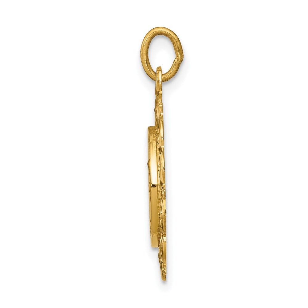 14k Polished and Satin Solid Saint Anne Medal Scalloped Edge Charm